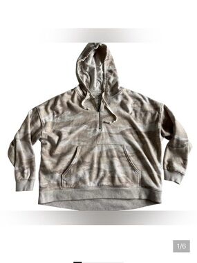 American Eagle oversized Beige Camo Quarter-Zip Hoodie